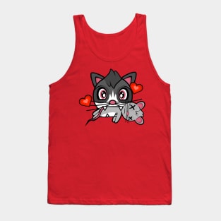 Lovestruck Cat Amanda with Dead Mouse Tank Top